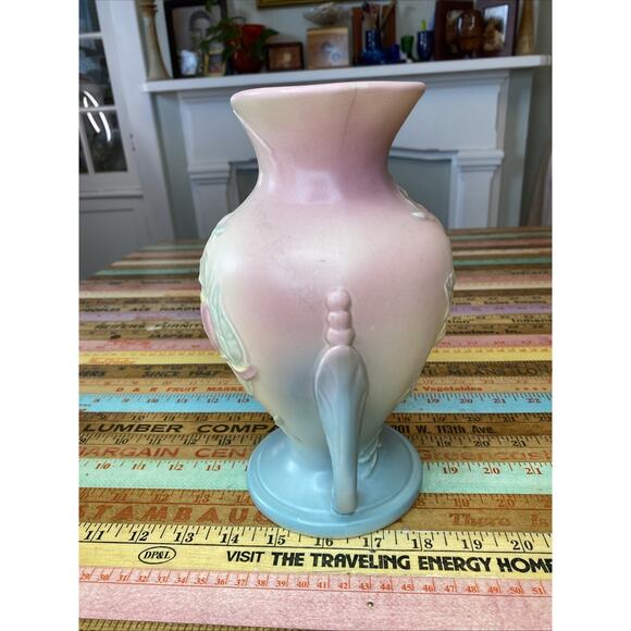 Vtg HULL ART POTTERY 8-1/2 MAGNOLIA Double Handle VASE NUMBER 2 Art Deco Nouveau - Picture 4 of 10